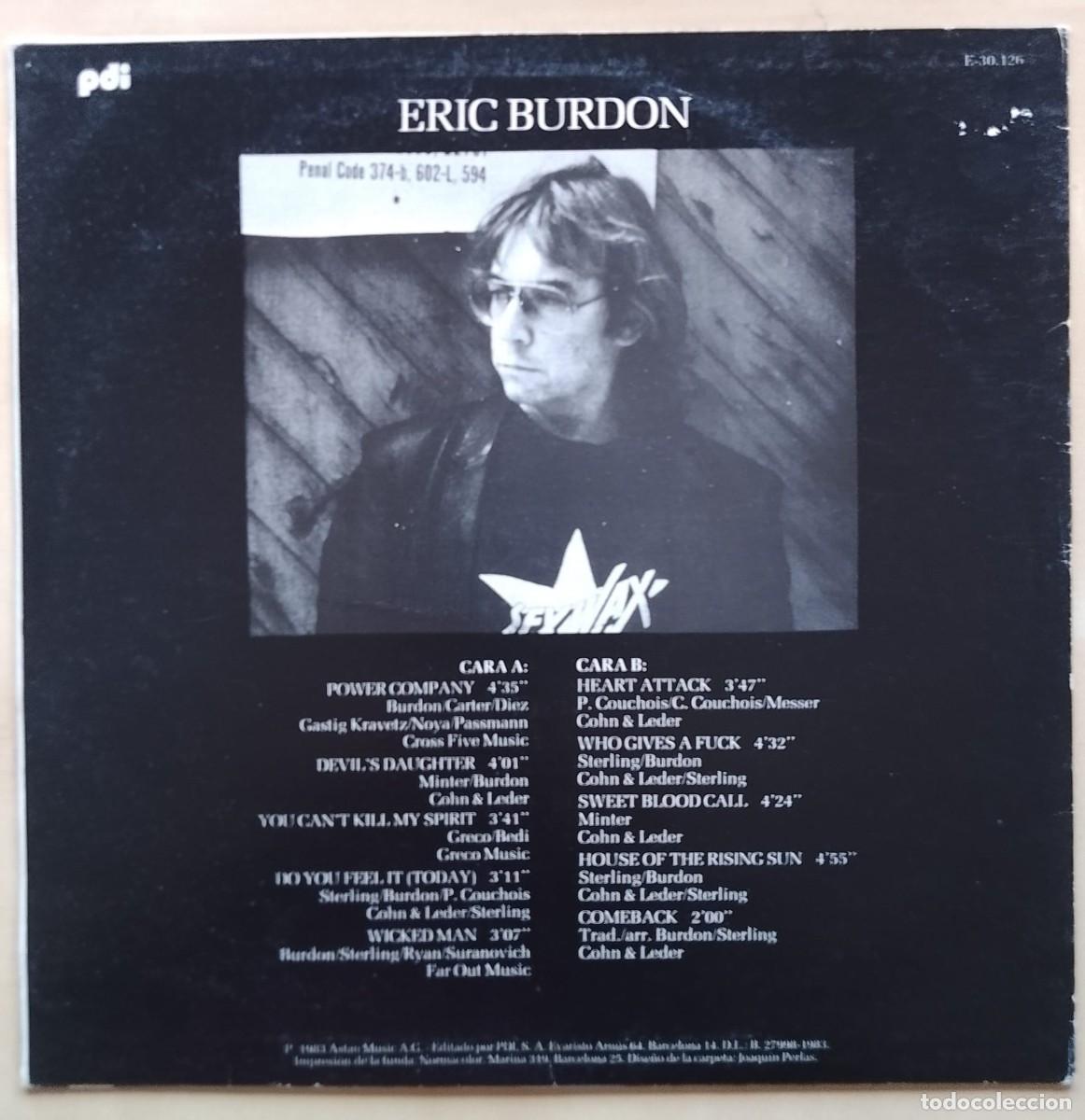 Discos de vinilo: ERIC BURDON - ERIC BURDON - LP 1983 -EDI.ESPA&Ntilde;OLA - Foto 2