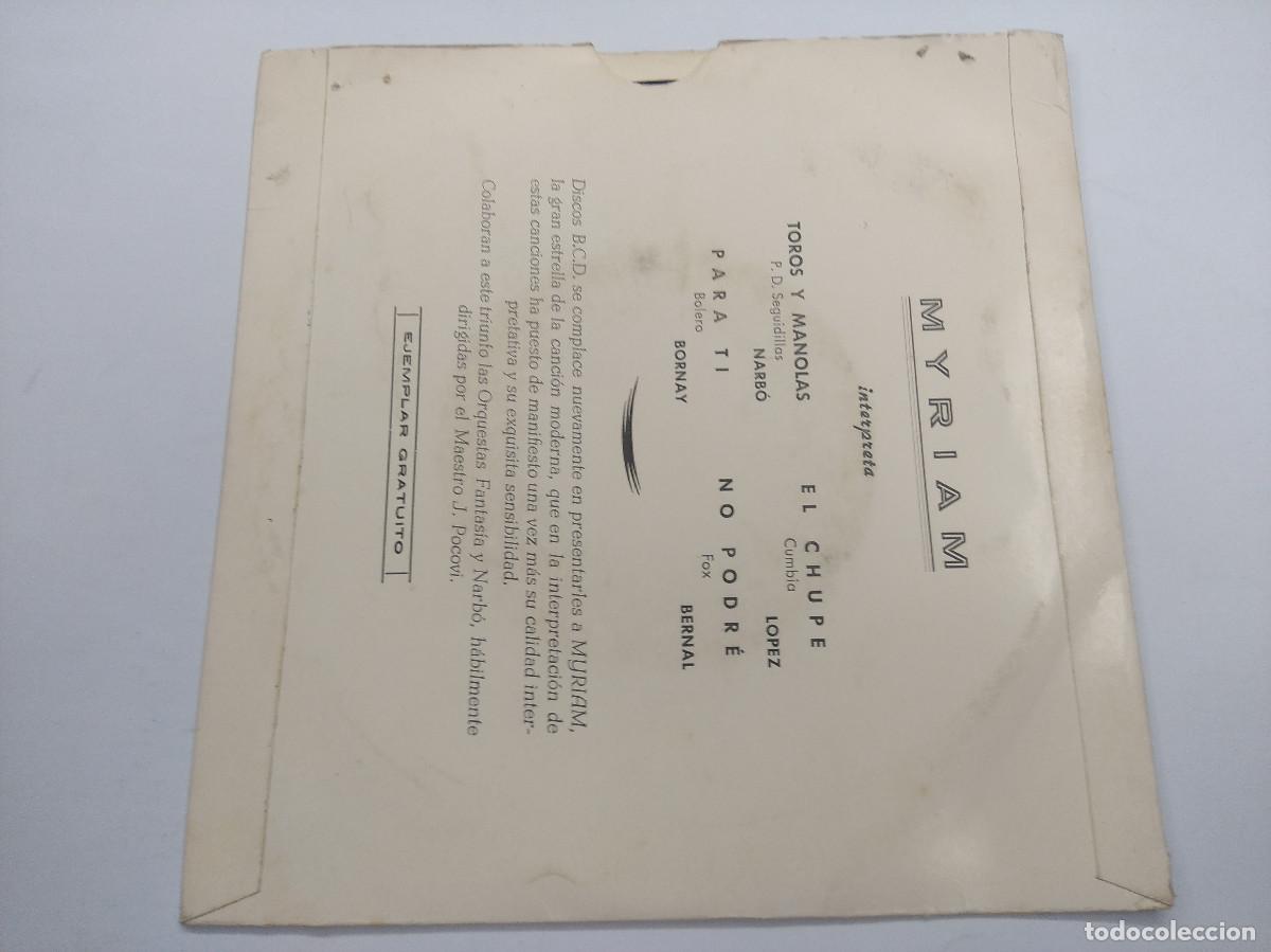 Discos de vinilo: MYRIAM/TOROS Y MANOLAS/SINGLE. - Foto 3