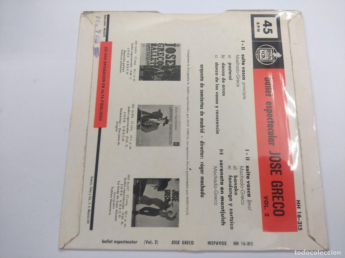 Discos de vinilo: JOSE GRECO/SUITE VASCA/SINGLE. - Foto 3