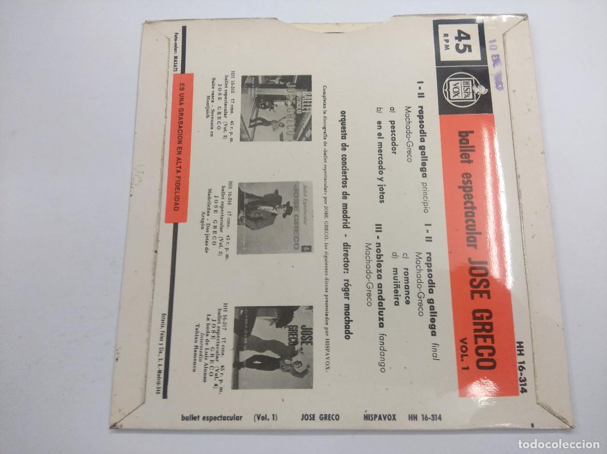 Discos de vinilo: JOSE GRECO/RAPSODIA GALLEGA/SINGLE. - Foto 3