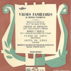 Discos de vinilo: VALSES FAMILIARES DE OPERAS FAVORITAS - ORQUESTA DE OPERA CINCINATTI - COLUMBIA
