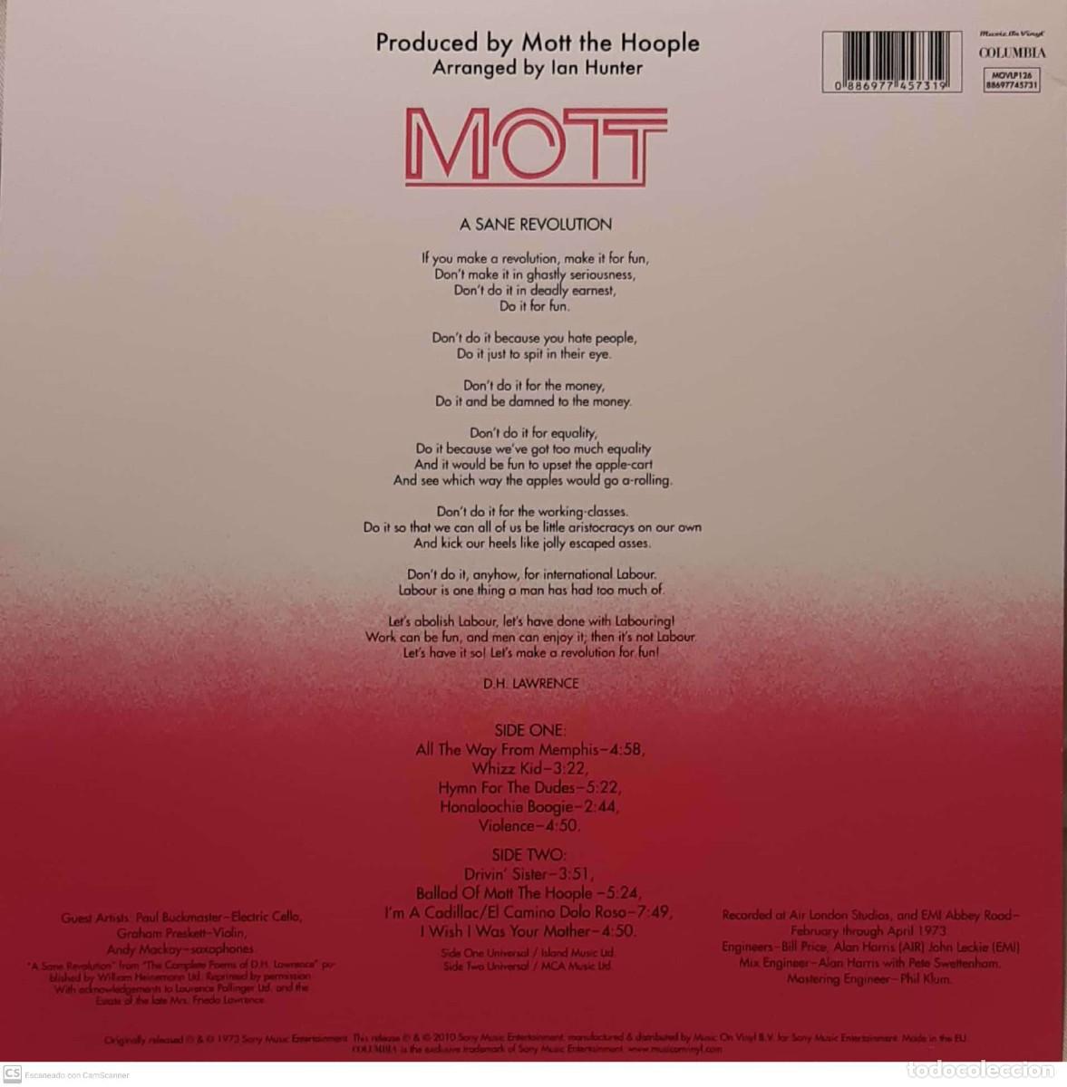 Discos de vinilo: Mott The Hoople &lrm;&ndash; Mott - Foto 2