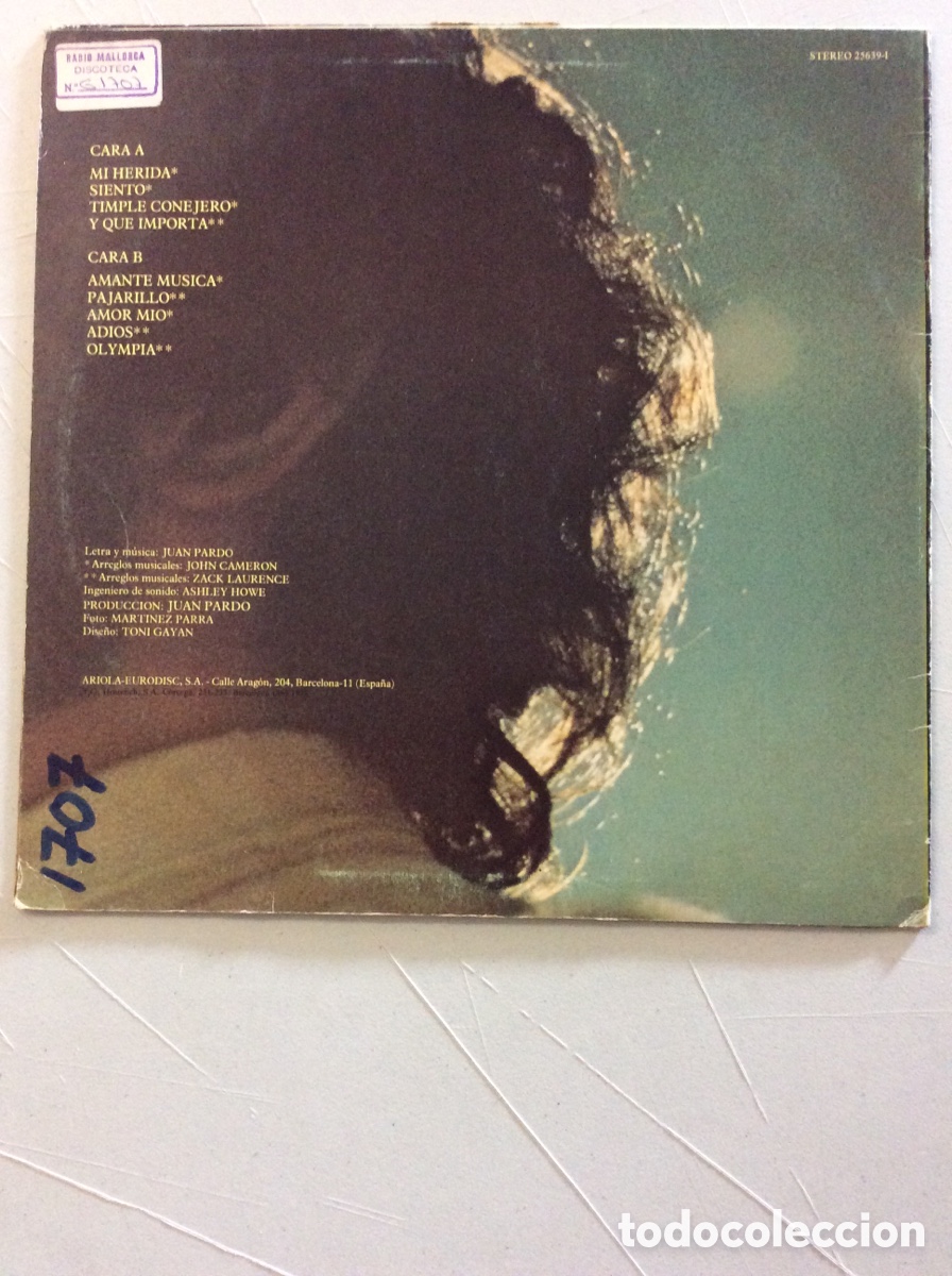 Discos de vinilo: Juan Pardo. Amor m&iacute;o. - Foto 2