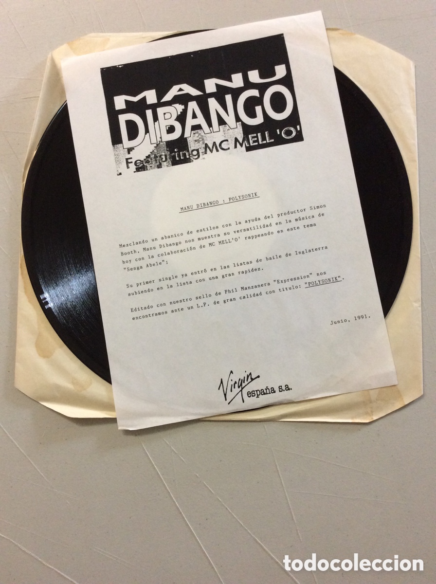 Discos de vinilo: Manu Dibango featuring MC Mell &ldquo;O&rdquo;. Senga Abele. Min&ccedil;alor. - Foto 3
