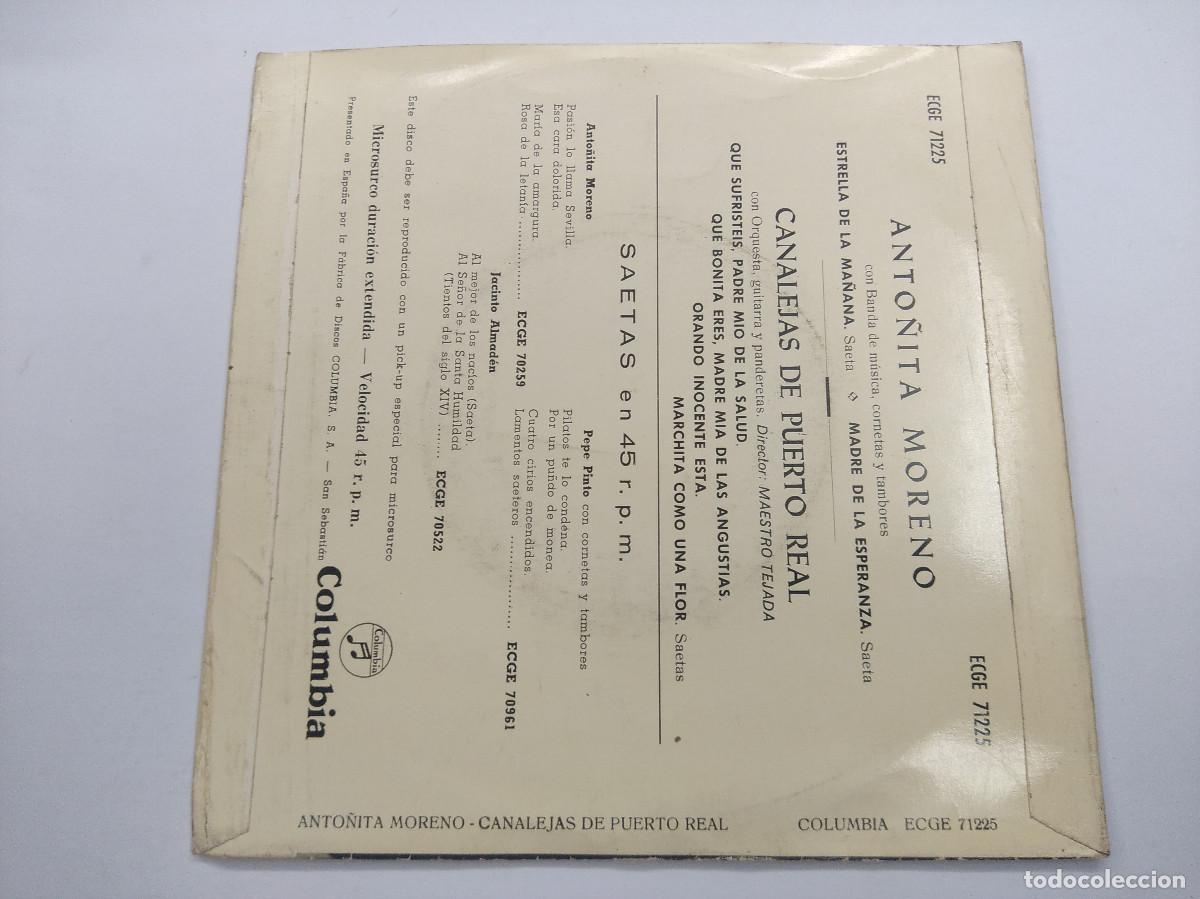 Discos de vinilo: ANTO&Ntilde;ITA MORENO/QUE SUFRISTEIS/SINGLE. - Foto 3