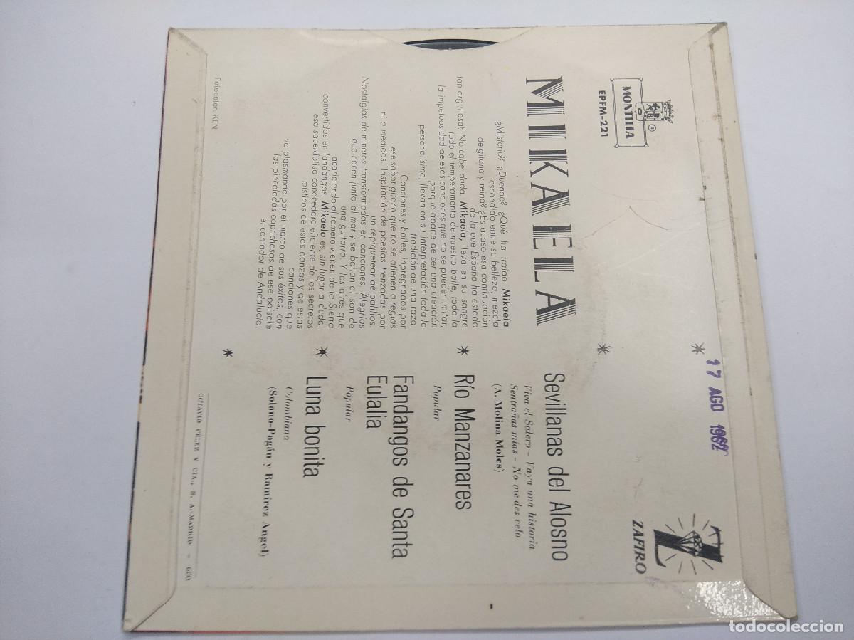 Discos de vinilo: MIKAELA/SEVILLANAS DEL ALOSNO/SINGLE. - Foto 3