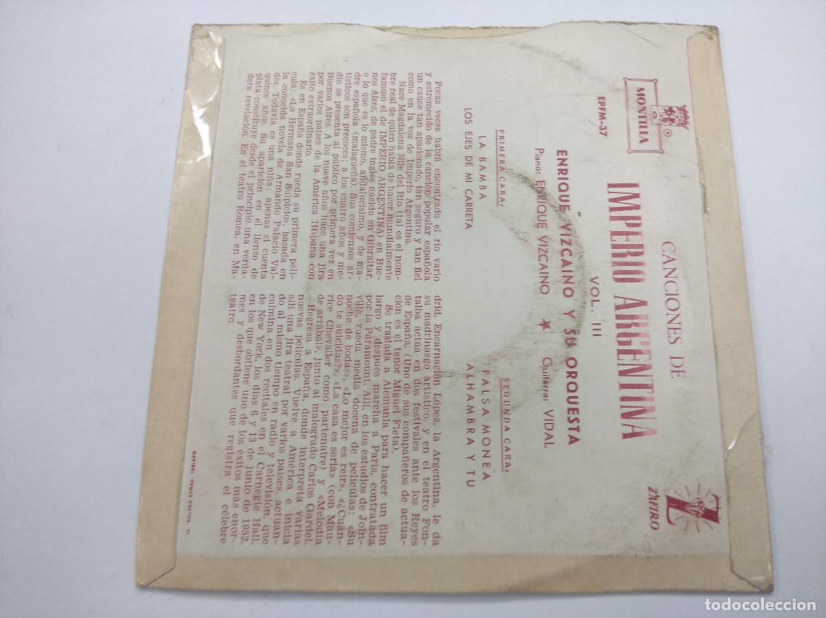 Discos de vinilo: IMPERIO ARGENTINA/LA BAMBA/SINGLE. - Foto 3