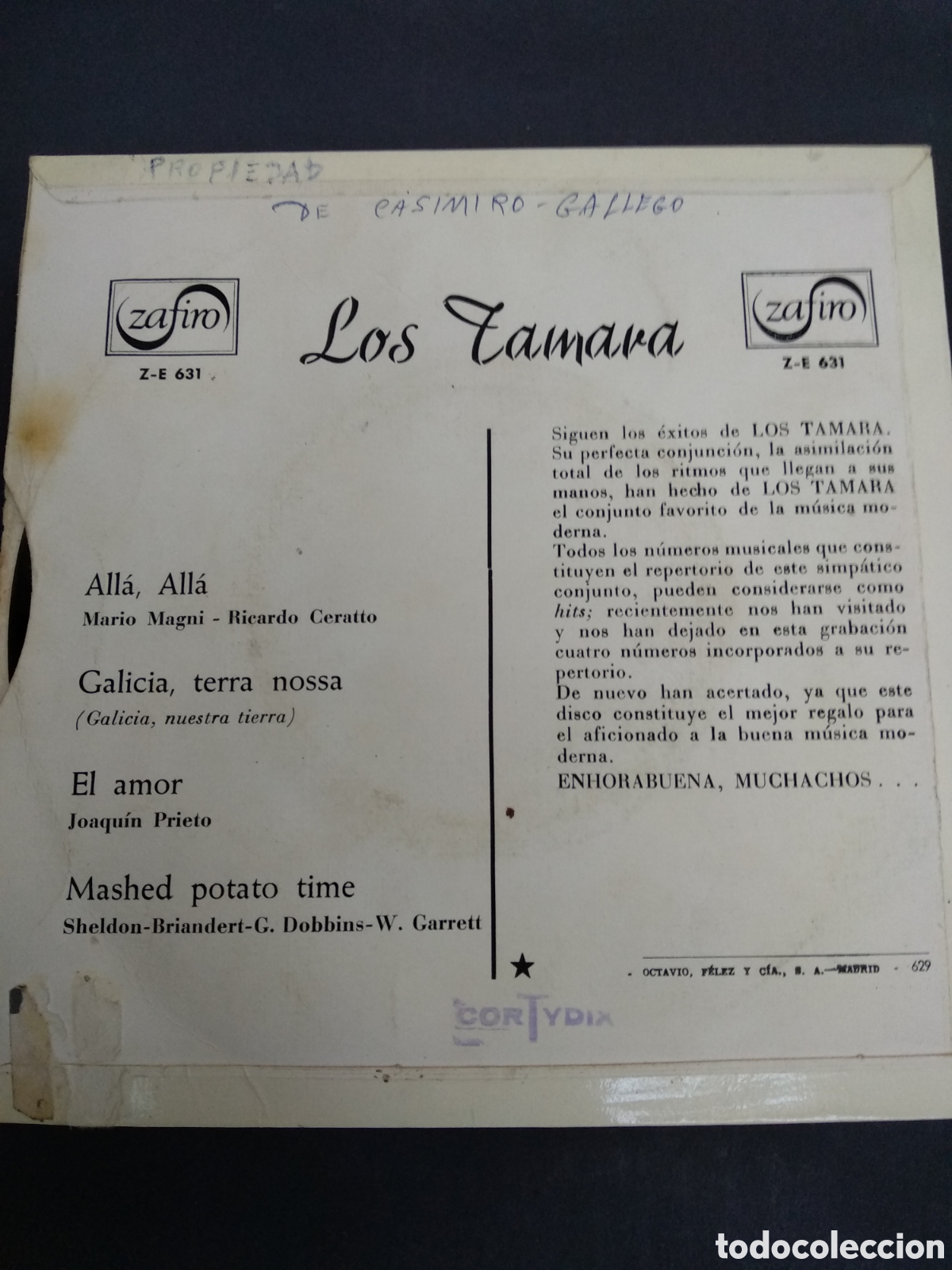Discos de vinilo: *LOS TAMARA, SPAIN, ZAFIRO, 1964 - Foto 2