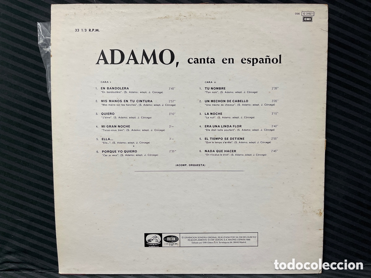 Discos de vinilo: Adamo - Adamo Canta En Espa&ntilde;ol (LP, Comp) - Foto 2