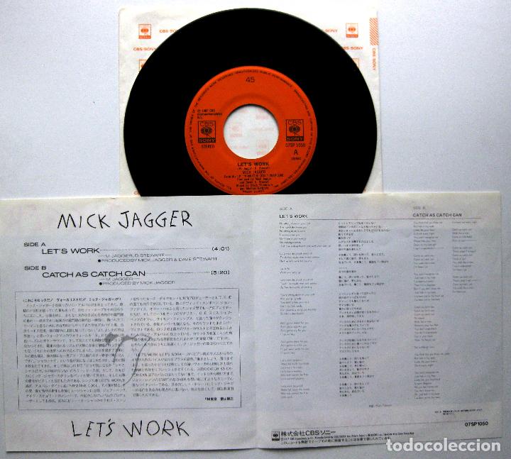 Discos de vinilo: Mick Jagger - Lets Work - Single CBS/Sony 1987 Japan (Edici&oacute;n Japonesa) BPY - Foto 3