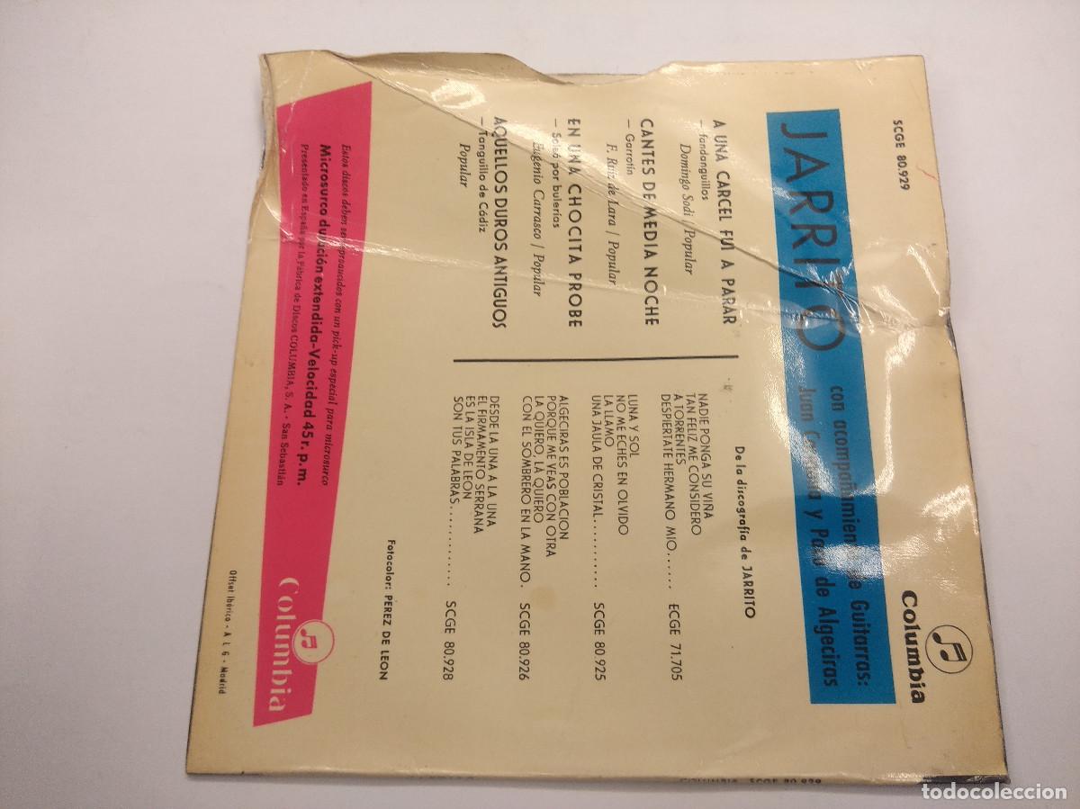 Discos de vinilo: JARRITO/A UNA CARCEL FUI A PARAR/SINGLE. - Foto 3