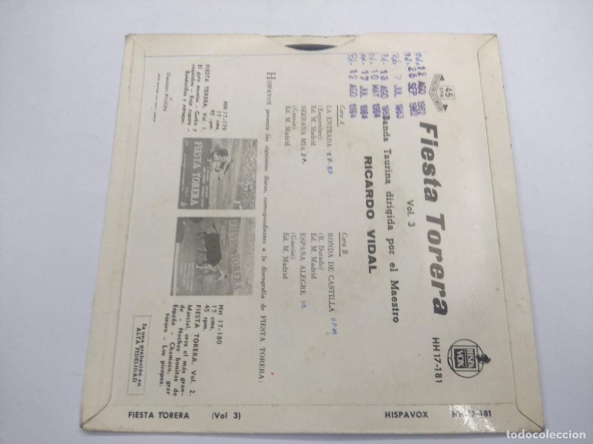 Discos de vinilo: RICARDO VIDAL/FIESTA TORERA/SINGLE. - Foto 3