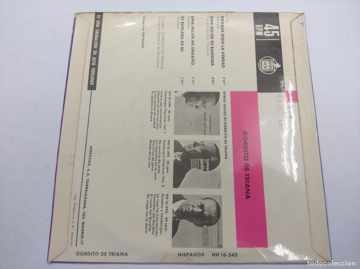 Discos de vinilo: FANDANGOS/GORDITO DE TRIANA/SINGLE. - Foto 3