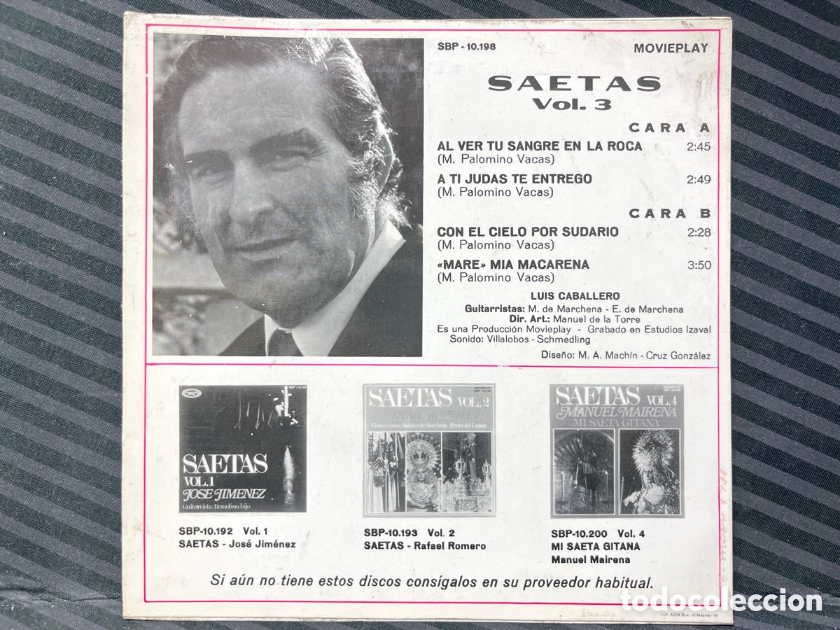Discos de vinilo: Luis Caballero - Saetas Vol.3 (7&rdquo;, Single) - Foto 2