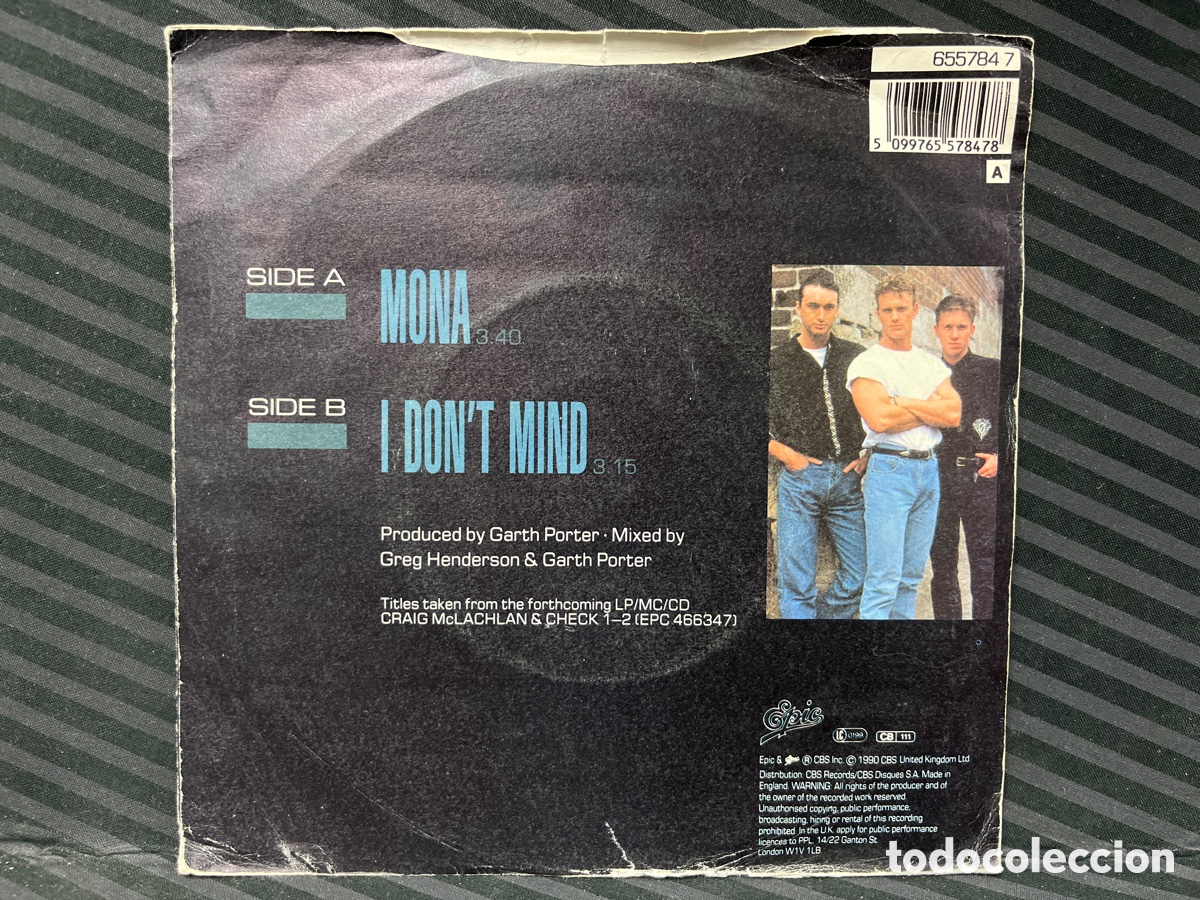 Discos de vinilo: Craig McLachlan And Check 1-2 - Mona (7&rdquo;, Single) Ed. UK - Foto 2