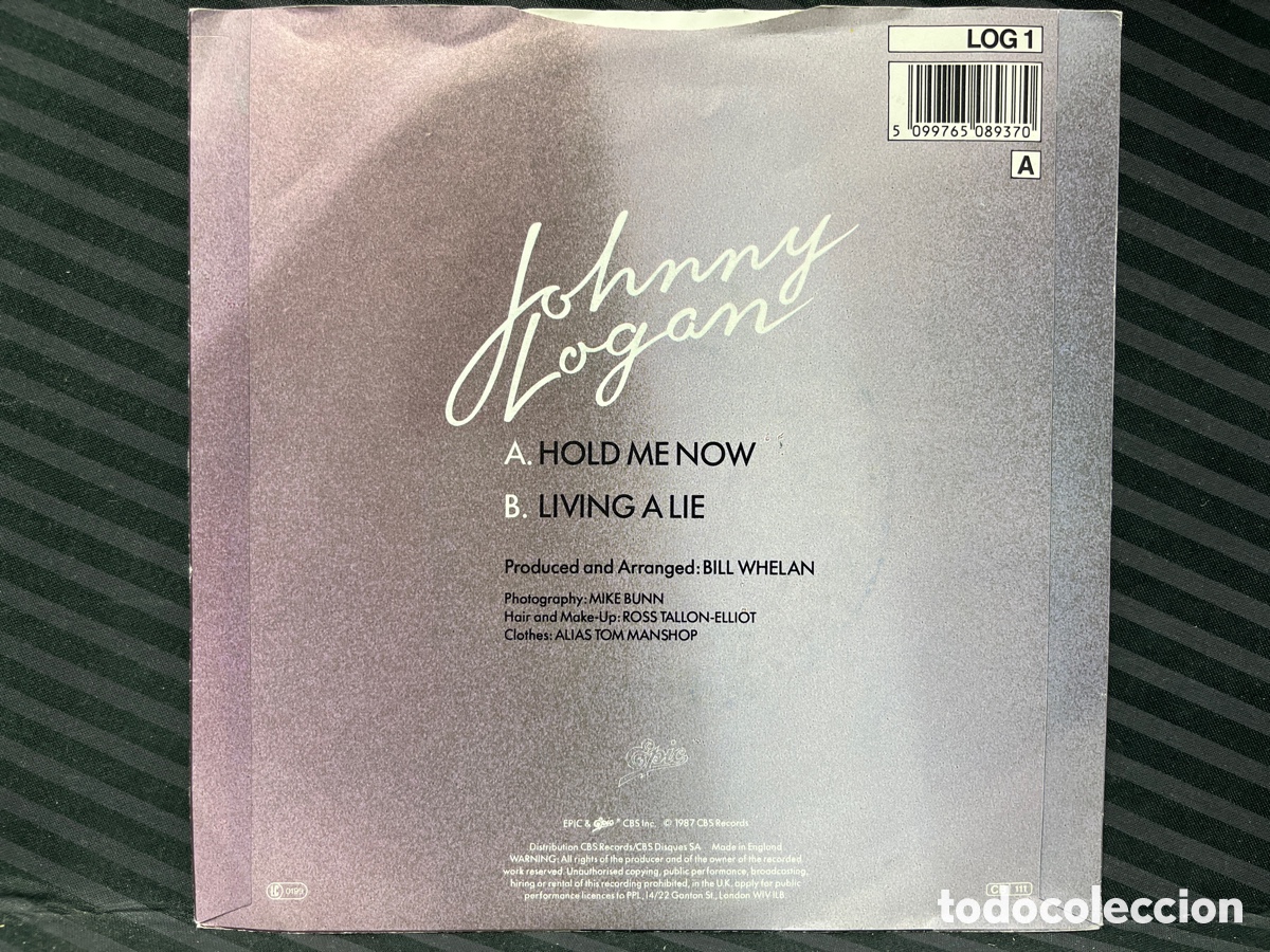 Discos de vinilo: Johnny Logan - Hold Me Now (7&rdquo;, Single) Ed. UK - Foto 2