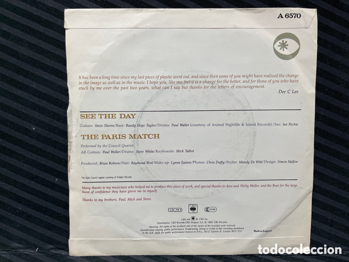 Discos de vinilo: Dee C. Lee - See The Day (7&rdquo;, Single) Ed. UK - Foto 2