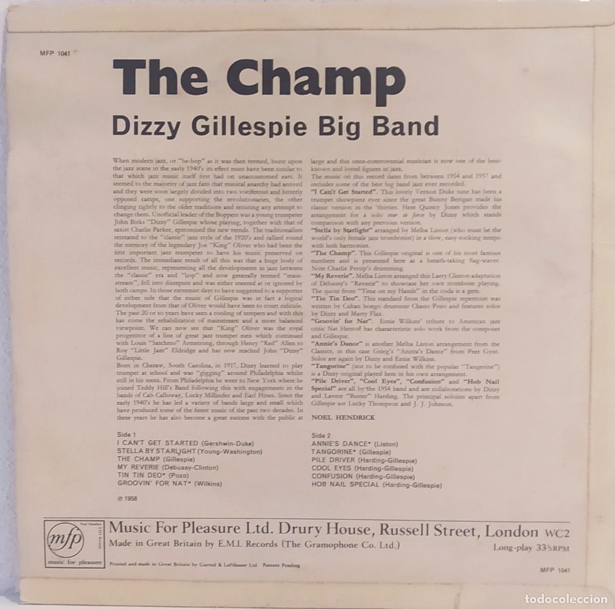Discos de vinilo: LP Dizzy Gillespie Big Band - The Champ - Foto 2