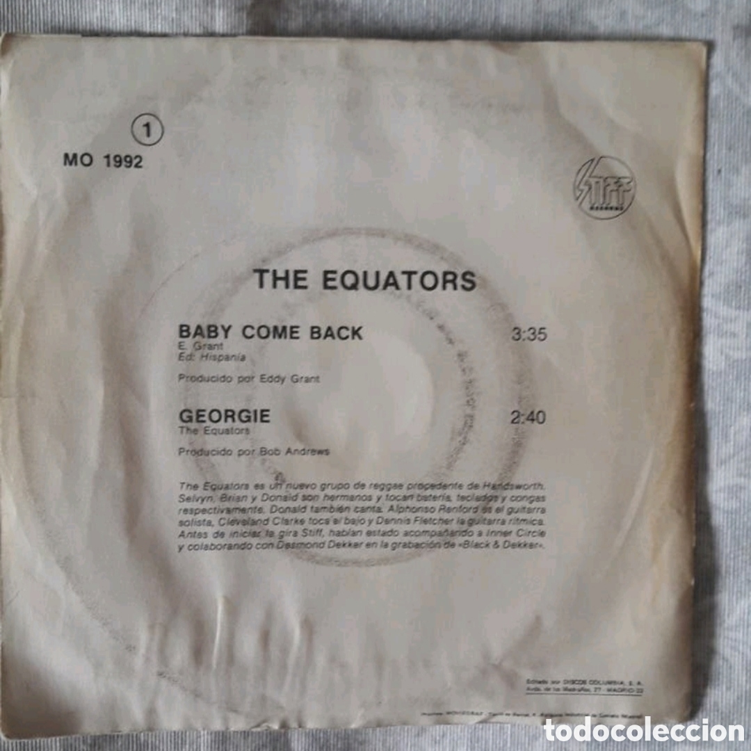 Discos de vinilo: Single The Equators. Baby Come Back - Foto 2