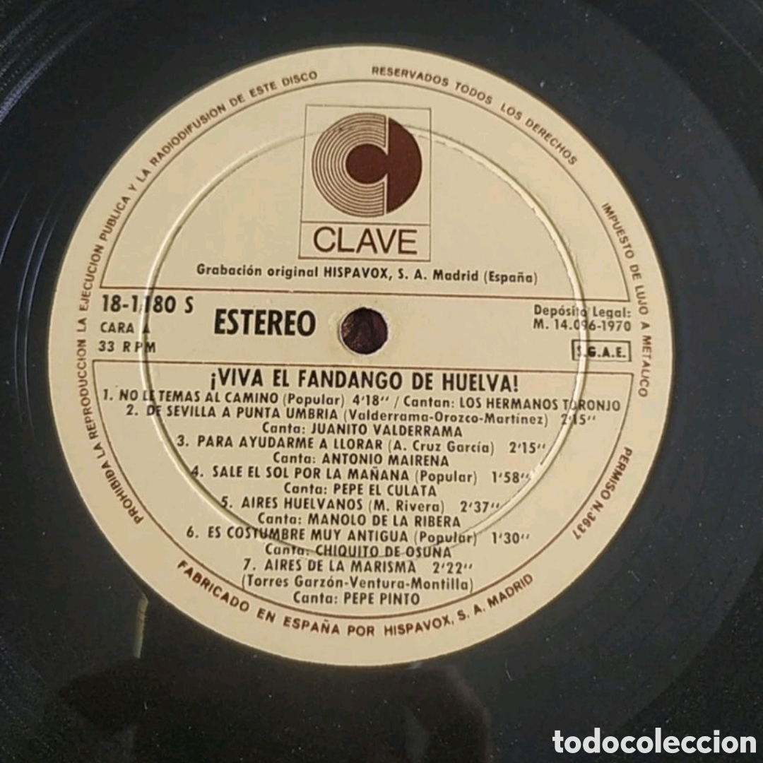 Discos de vinilo: Lp Viva el Fandango de Huelva - Foto 3