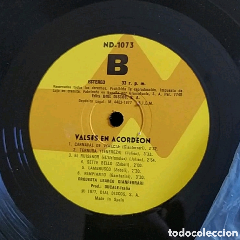 Discos de vinilo: Lp Orquesta Learco Gianferrari. Valses en acorde&oacute;n - Foto 4