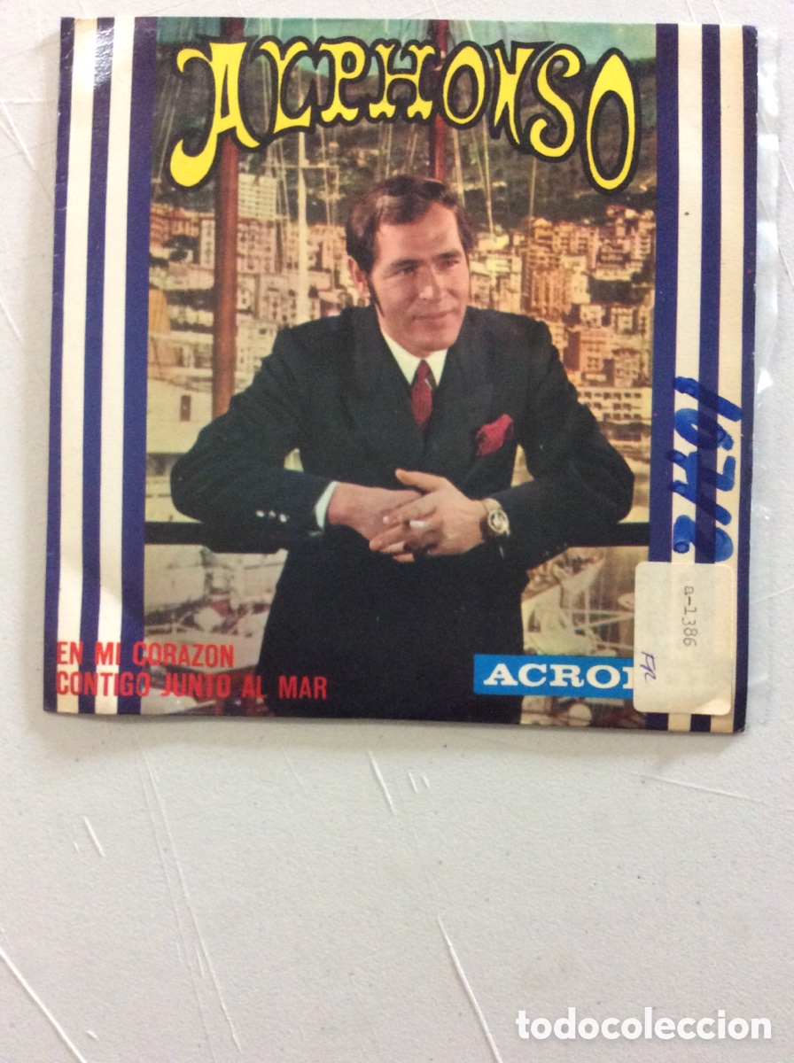 Discos de vinilo: Alphonso. En mi coraz&oacute;n. Contigo junto al mar. - Foto 1