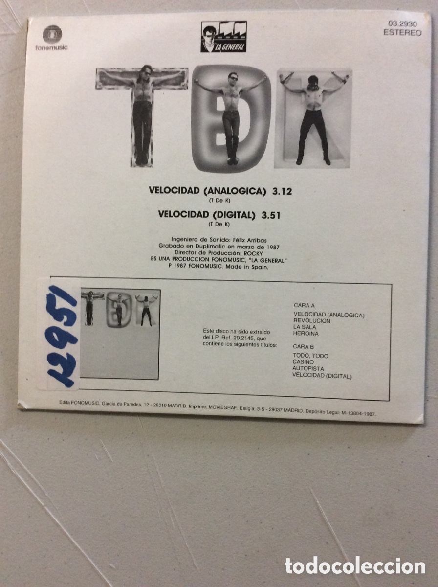 Discos de vinilo: T De K. A toda prisa. Velocidad. - Foto 2