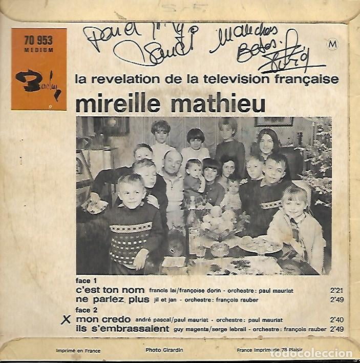 Discos de vinilo: MIREILLE MATHIEU - CEST TON NOM / NE PARLEZ PLUS / ILS SEMBRASSAIENT / MON CREDO - Foto 4