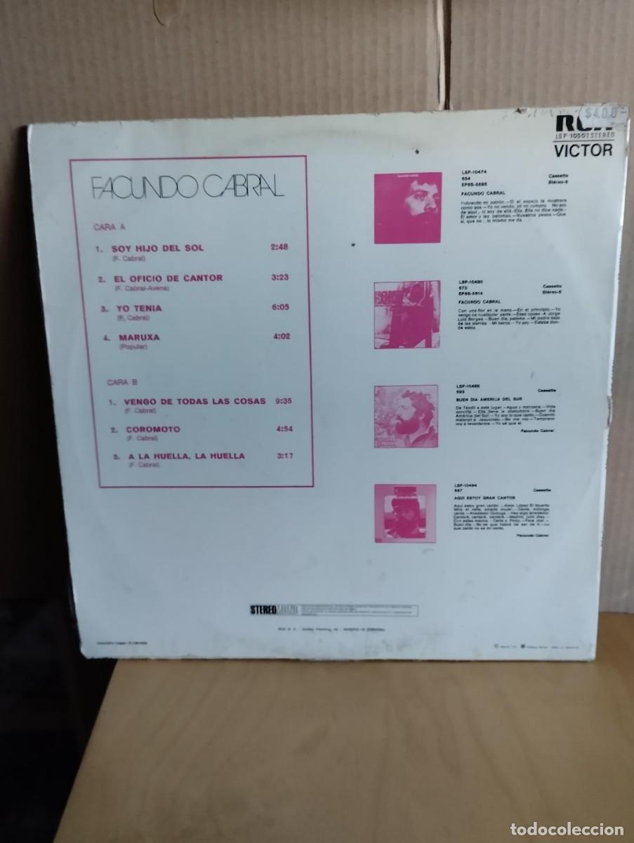 Discos de vinilo: FACUNDO CABRAL ---- SOY HIJO DEL SOL - Foto 2
