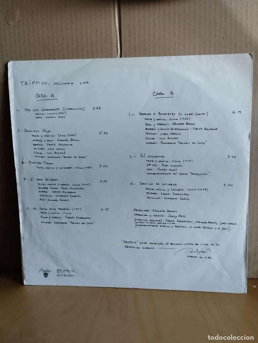 Discos de vinilo: SILVIO RODRIGUEZ ---- TRIPTICO VOL. UNO - Foto 2
