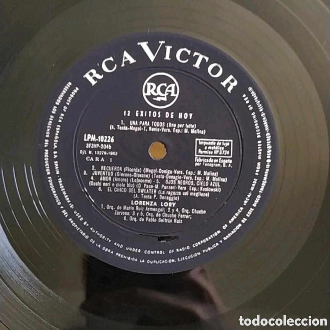 Discos de vinilo: Lp Lorenza Lory. En 12 &eacute;xitos de hoy - Foto 3