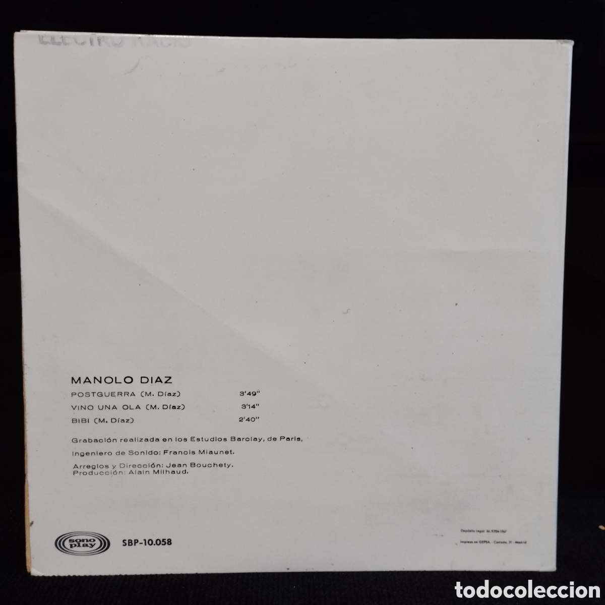 Discos de vinilo: Manolo D&iacute;az - Postguerra EP 1967 - Foto 2