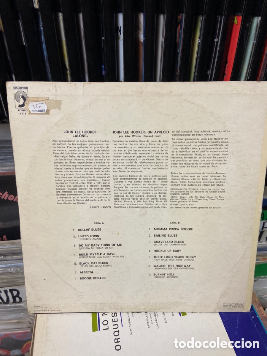 Discos de vinilo: John Lee Hooker Alone - Foto 2