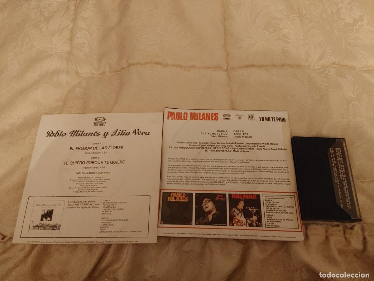 Discos de vinilo: PABLO MILANES,2 SINGLE Y 1 CASETE - Foto 2