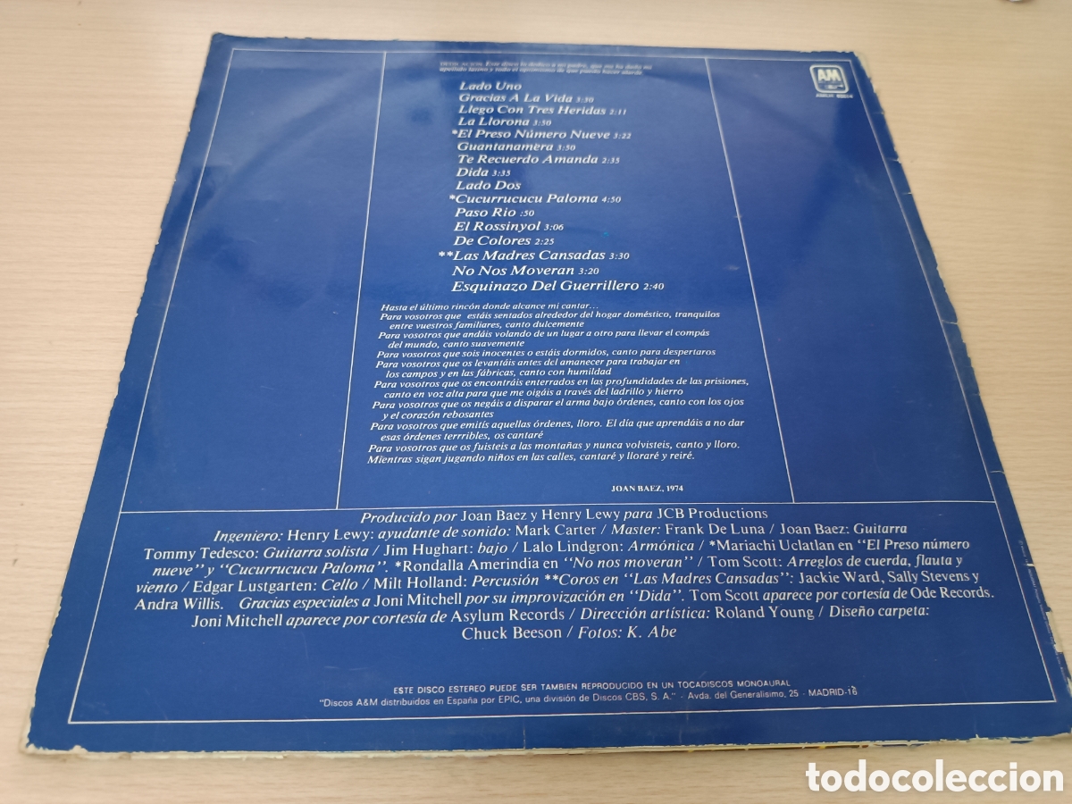 Discos de vinilo: VINILO JOAN BAEZ, GRACIAS A LA VIDA - Foto 2