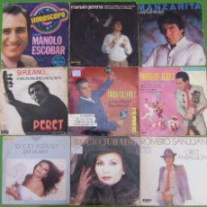 Discos de vinilo: LOTE 9 SINGLES: ROMERO SANJUAN, PERET, MANZANITA, ROCIO JURADO, MANUEL GERENA, PAQUITO JEREZ, M.ESCO. Lote 376824794