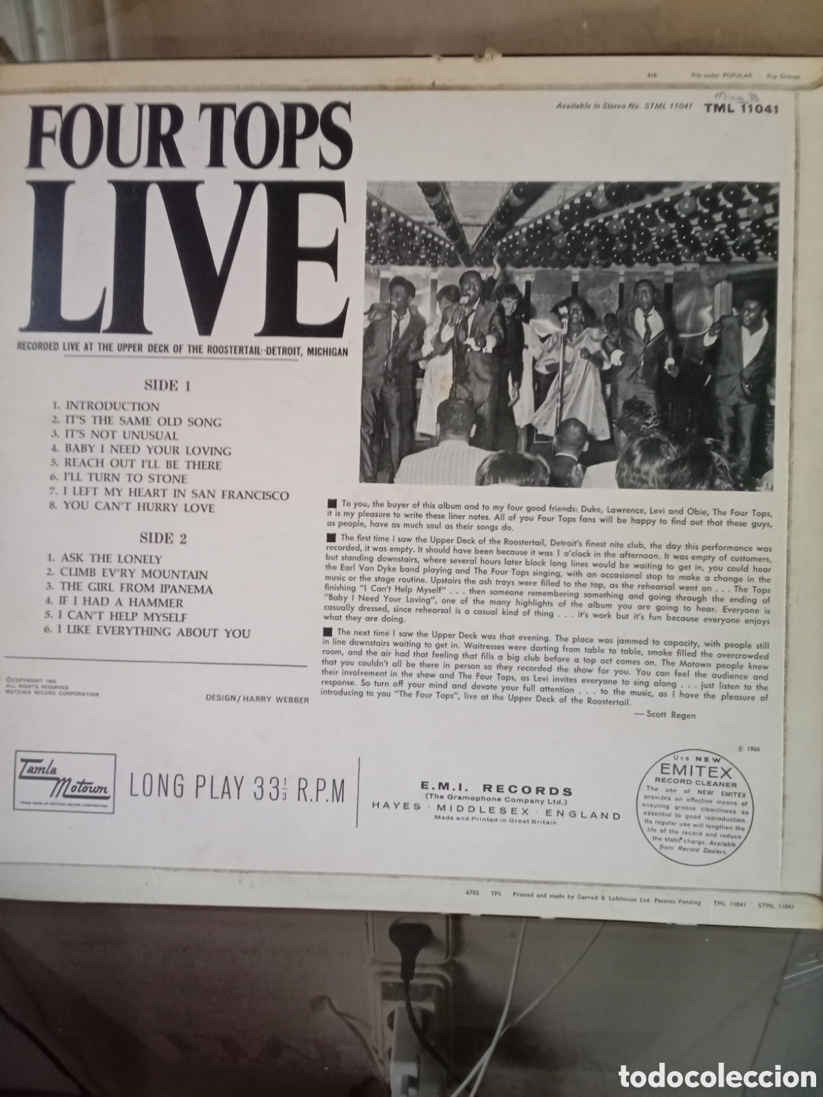 Discos de vinilo: FOUR TOPS &rdquo;LIVE&rdquo;. Original 1966 MONO. Copia UK - Foto 2