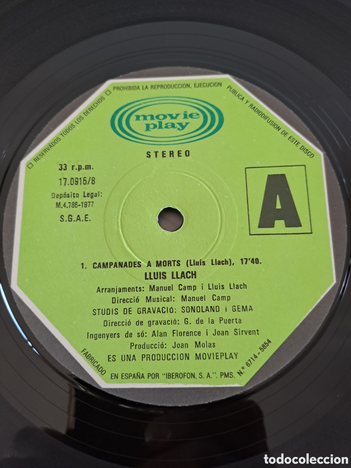 Discos de vinilo: *Lluis Llach&nbsp;&ndash;&nbsp;Campanades A Morts. C.1 - Foto 4