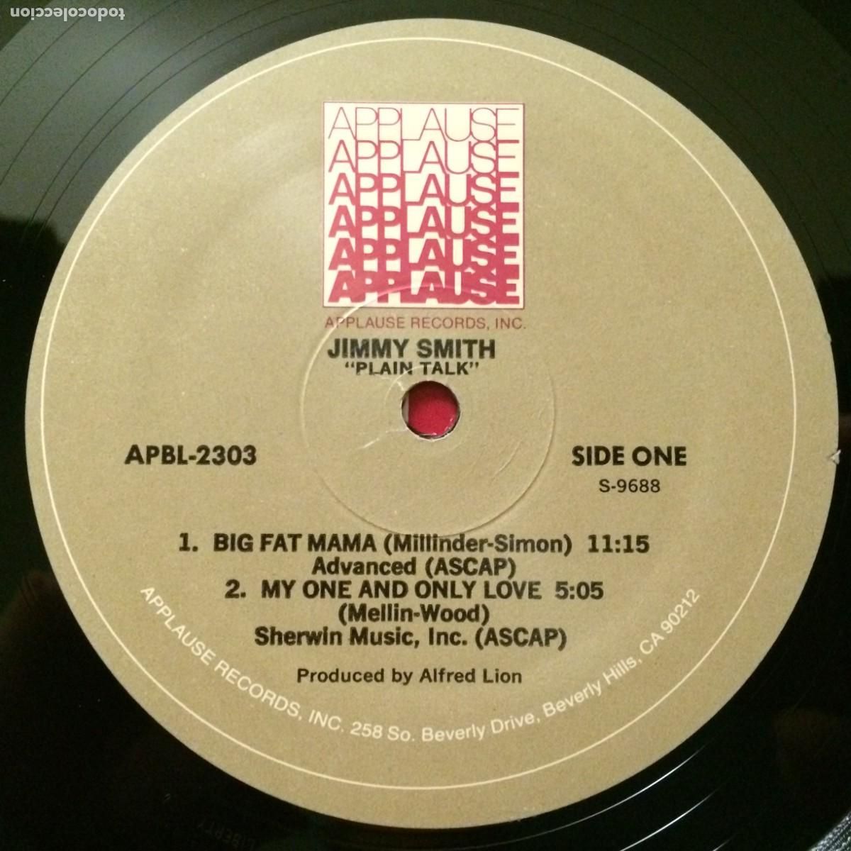 Discos de vinilo: Jimmy Smith &ndash; Plain Talk , USA 1981 Applause Records - Foto 4