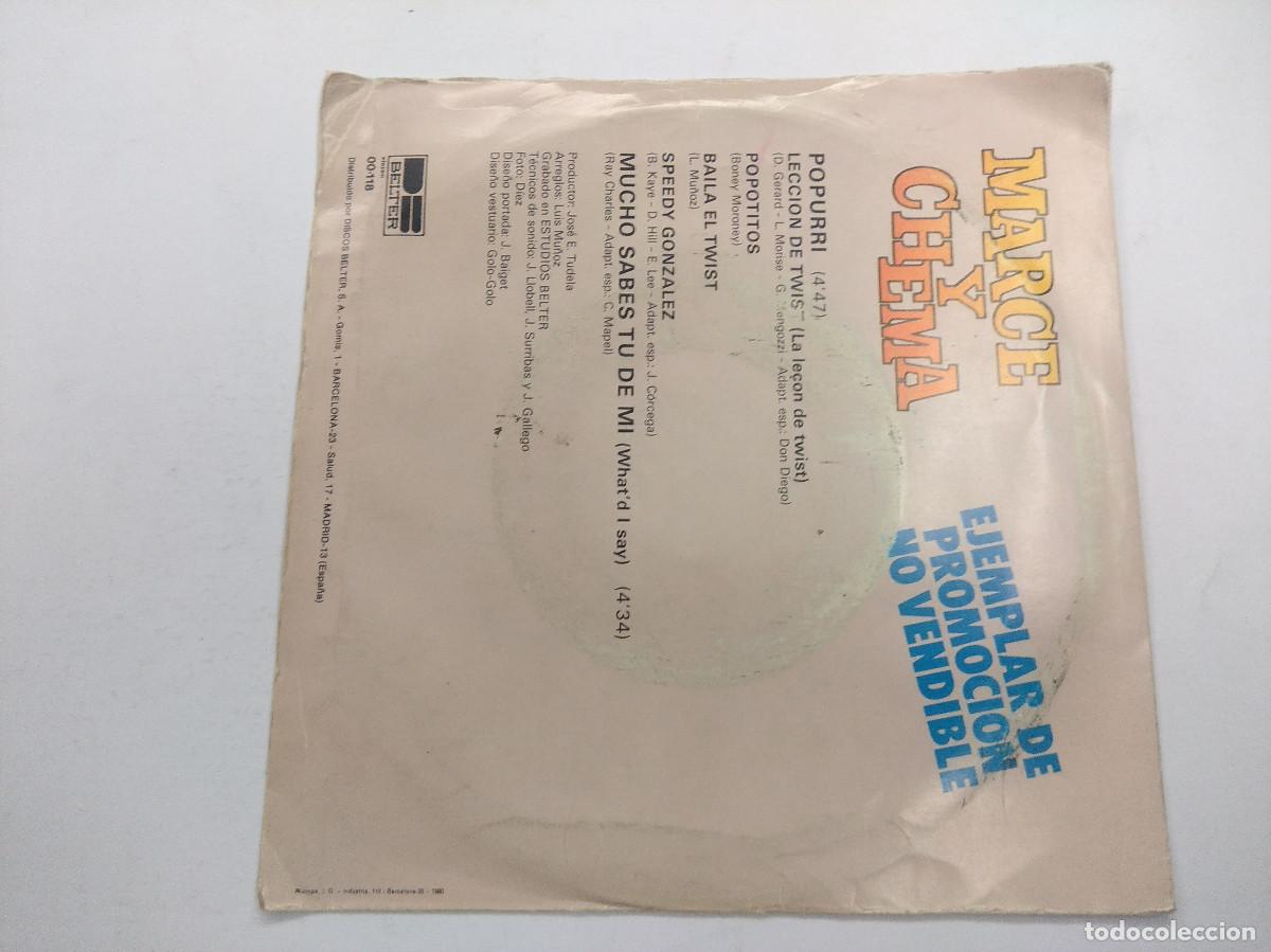 Discos de vinilo: MARCE Y CHEMA/POPURRI/SINGLE PROMOCIONAL. - Foto 3