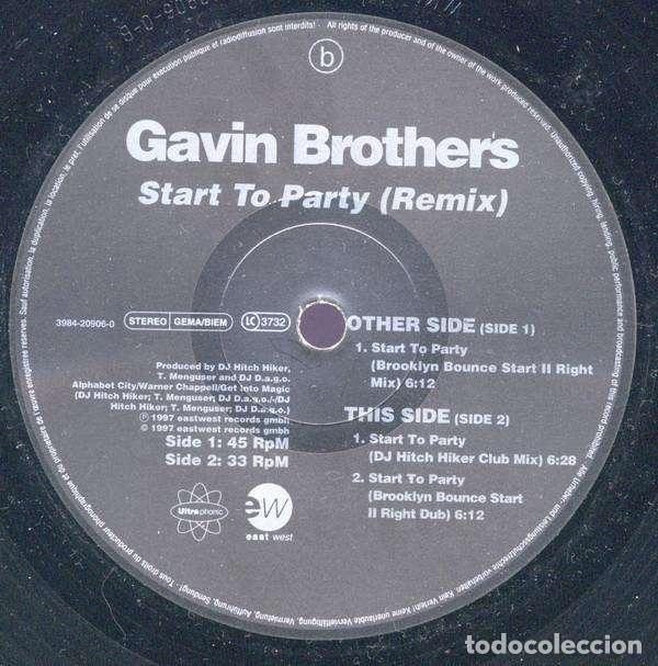 Discos de vinilo: Start To Party (12&rdquo; Maxi) - Gavin Brothers - Foto 1