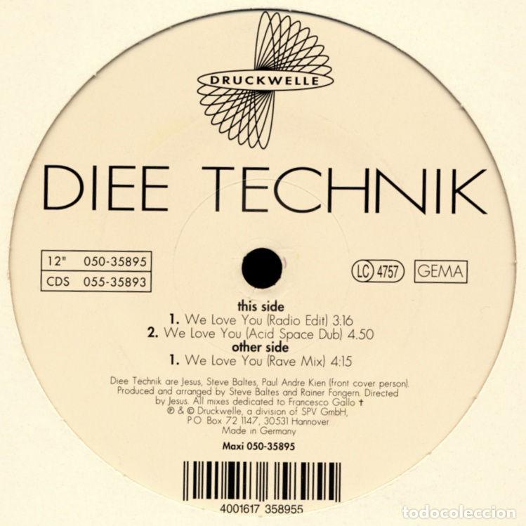 Discos de vinilo: We Love You (12&rdquo; Maxi) - Diee Technik - Foto 1