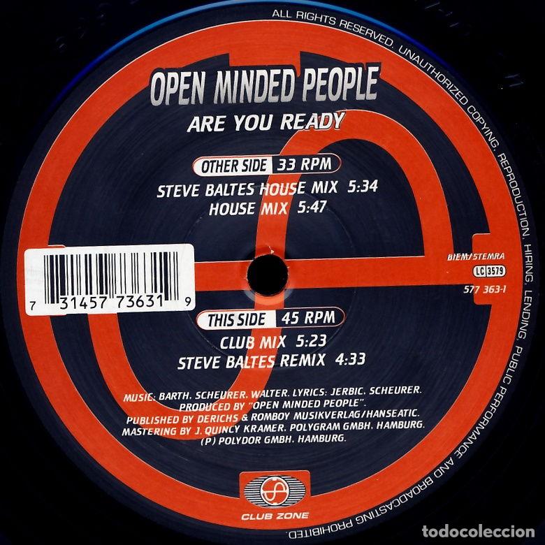 Discos de vinilo: Are You Ready (12&rdquo; Maxi) - Open Minded People - Foto 1