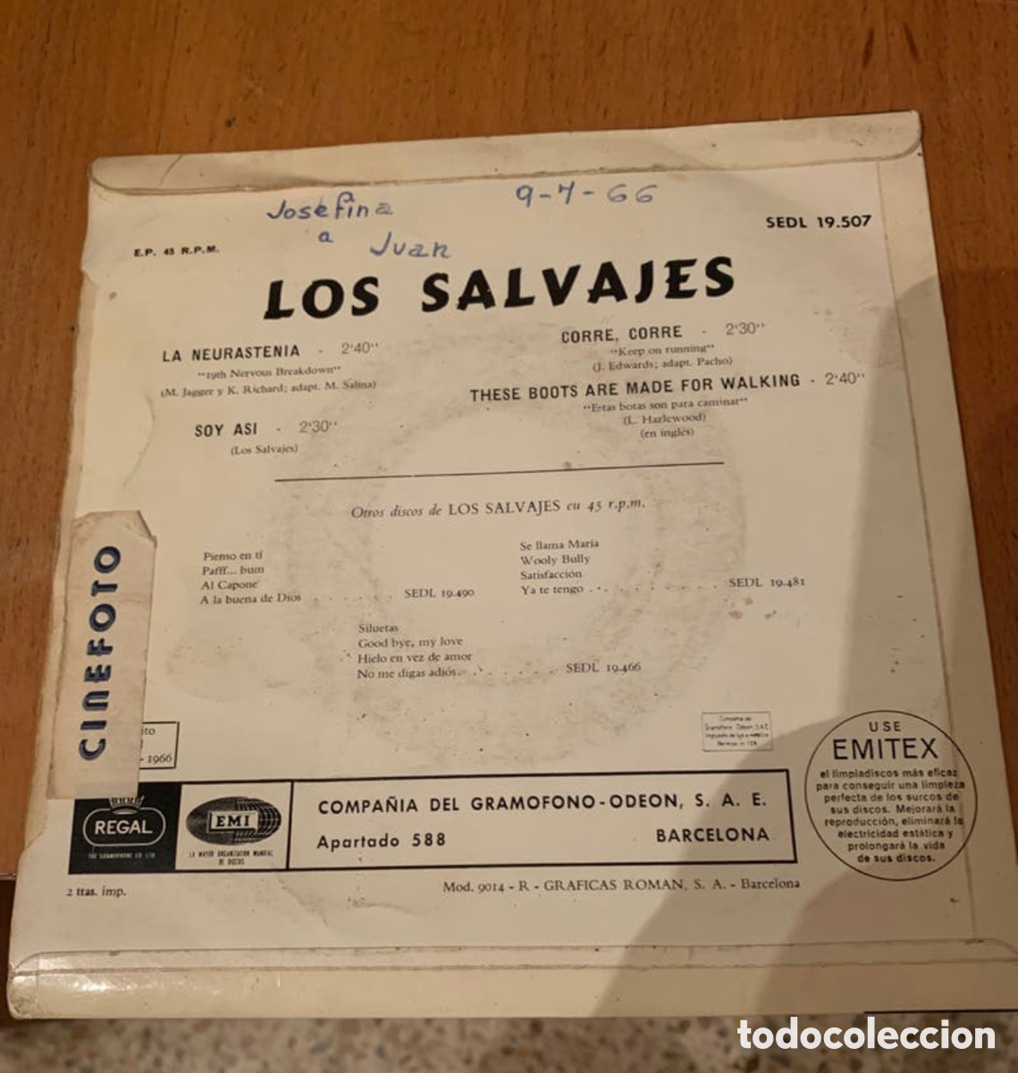 Discos de vinilo: Los Salvajes Ep spain 1966 - Foto 3