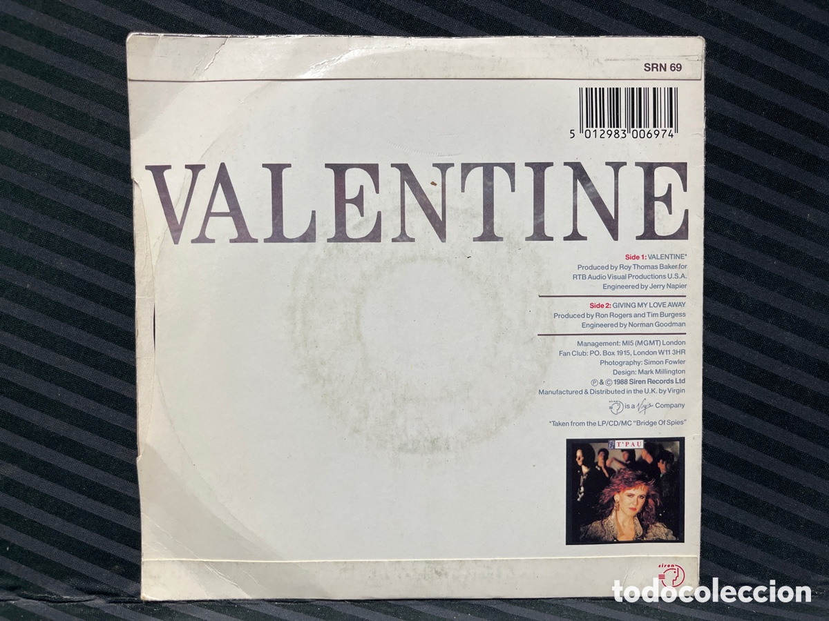 Discos de vinilo: TPau - Valentine (7&rdquo;, Single) - Foto 2