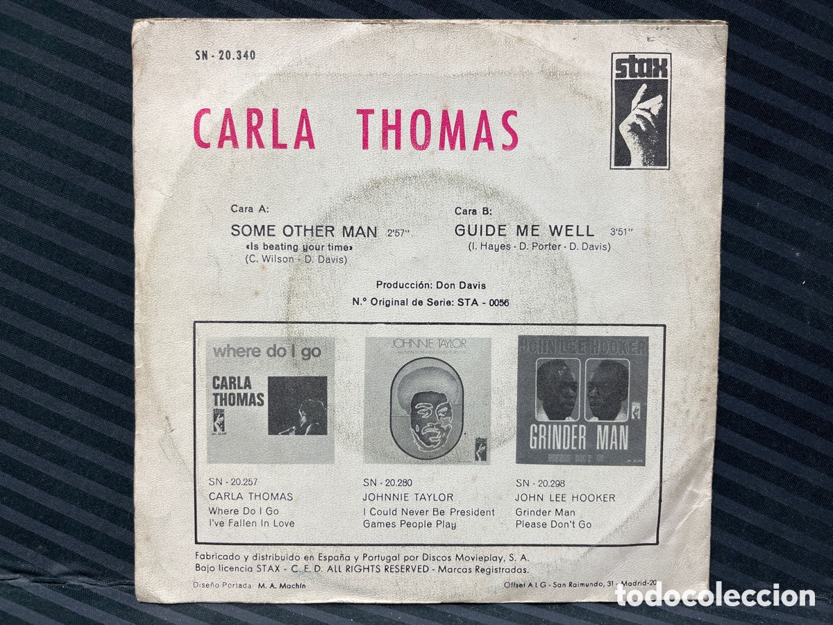 Discos de vinilo: Carla Thomas - Some Other Man (7&rdquo;, Single) - Foto 2