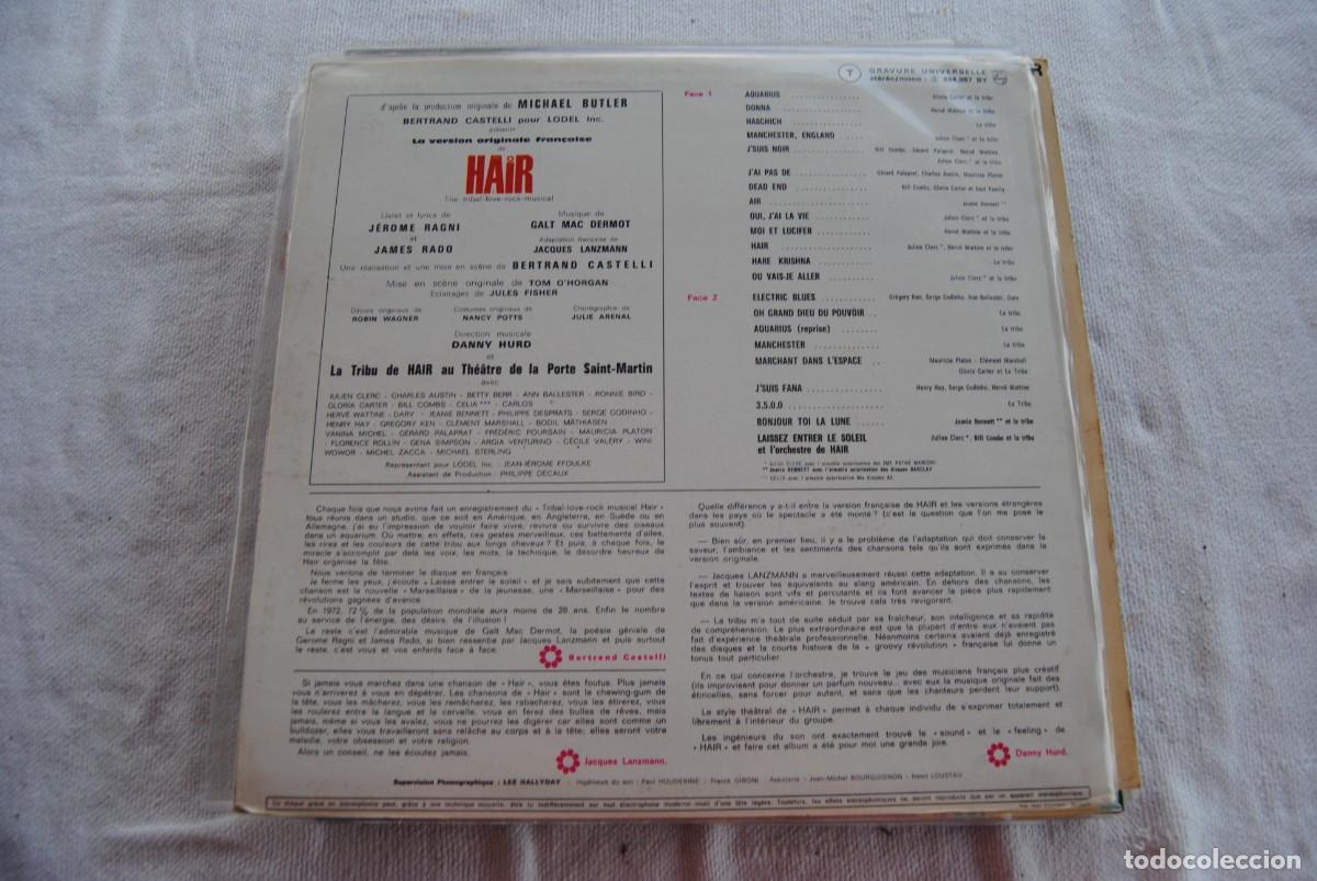 Discos de vinilo: 8.- Hair. versi&oacute;n francesa. lp philips - Foto 2