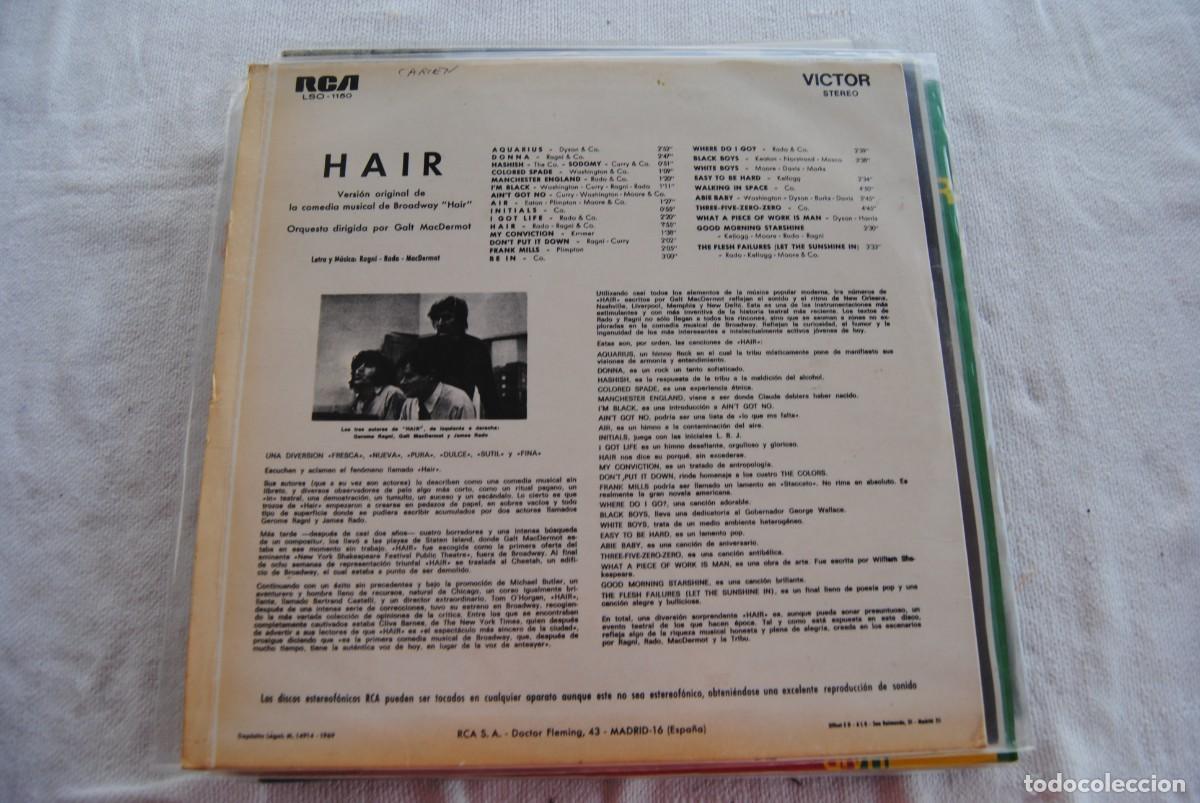 Discos de vinilo: 8.- Hair. rca victor 1969 - Foto 2