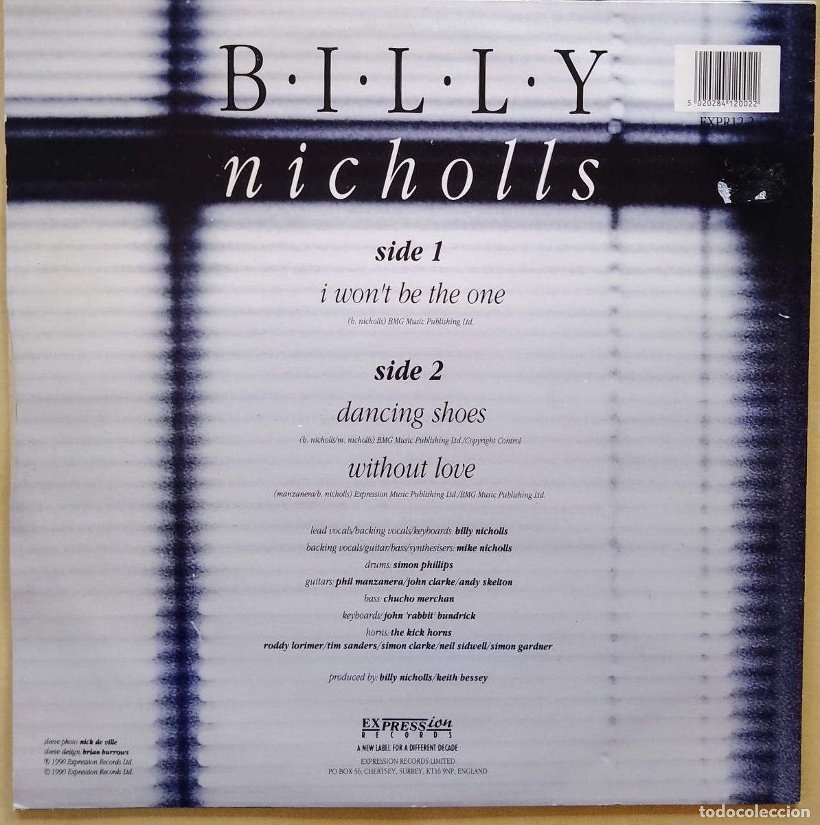 Discos de vinilo: BILLY NICHOLLS - I WONT BE THE ONE - MAXI SINGLE 1990 UK - Foto 2