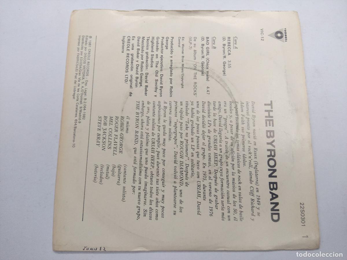 Discos de vinilo: THE BYRON BAND/REBECCA/SINGLE. - Foto 3